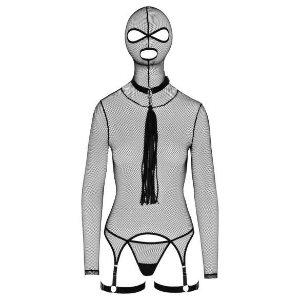 Bad Kitty - BDSM gennemsigtig net sæt med pisk (sort)