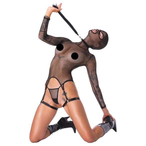 Bad Kitty - BDSM gennemsigtig net sæt med pisk (sort)