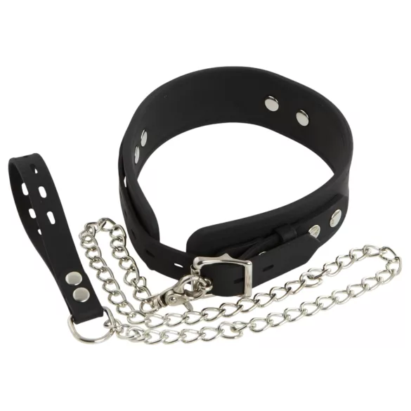 Bad Kitty - halsbånd og hundesnor - silikone - sort