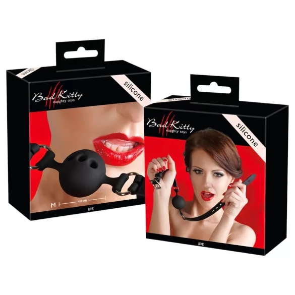 Bad Kitty - silikone gagball - mellem - sort