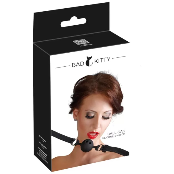 Bad Kitty - silikone gagball - mellem - sort