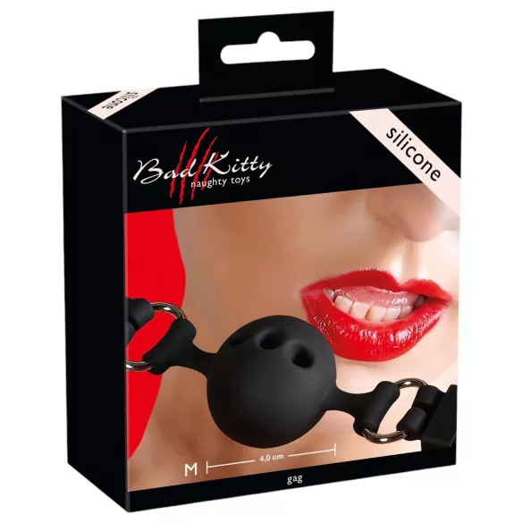 Bad Kitty - silikone gagball - mellem - sort