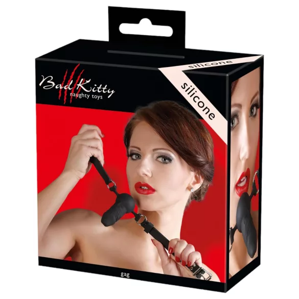 Bad Kitty - silikone mundgag med lille dildo - sort