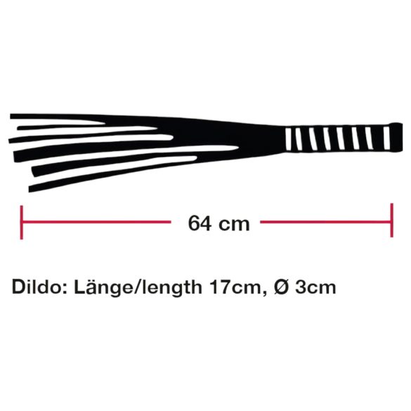 Bad Kitty - pisk i læder med dildo i glas - gennemsigtig/sort