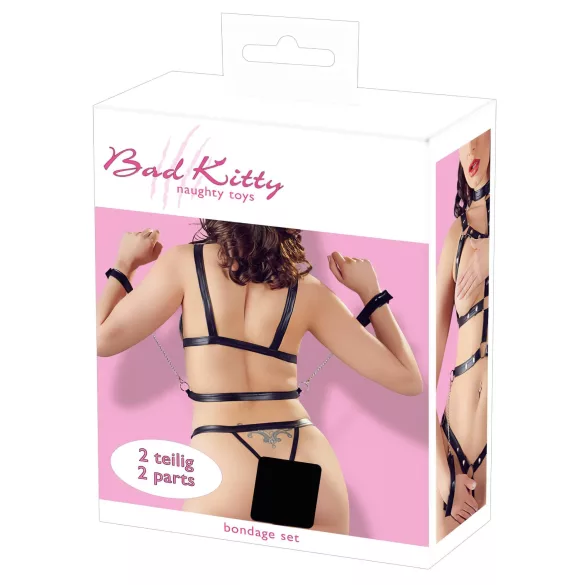 Bad Kitty - nittek kropsrem sæt og armbånd (sort)