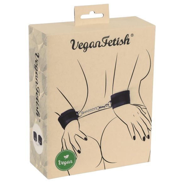 Vegan Fetish håndjern med kort kæde (sort)