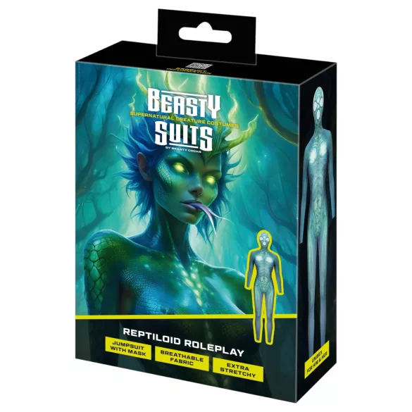 Beasty Suits Reptiloid Roleplay - krybdyr-rollespilsdragt med maske (grøn) - L/XL