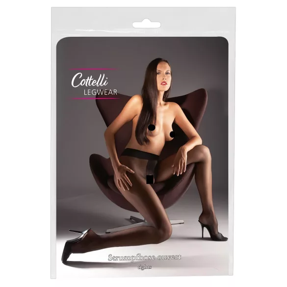 Cottelli - sexet strømpebukser - satin look - sort - XL