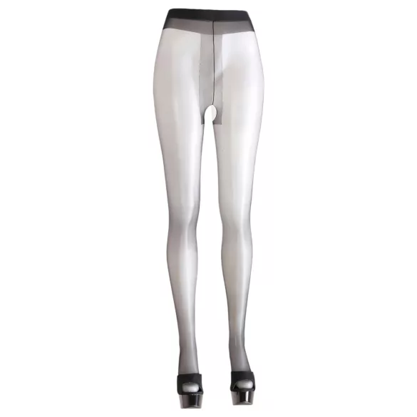 Cottelli - sexet strømpebukser - satin look - sort - XL