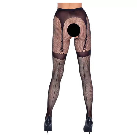 Cottelli Legwear - selvsiddende strømper med åbning - sort (S-L)