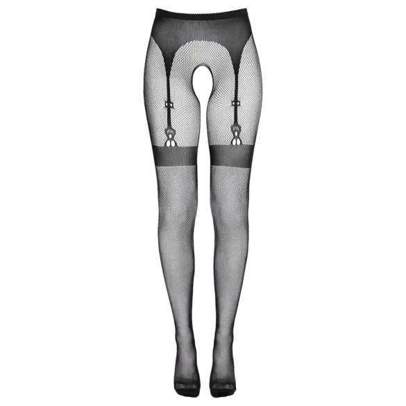 Cottelli Legwear - selvsiddende strømper med åbning - sort (S-L)