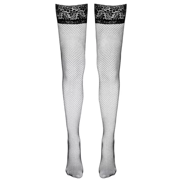 Cottelli - netstrømper med bred blondekant - sort - 4