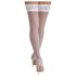 Cottelli - hvid blondeblomstrede selvsiddende strømper - 3/M-L