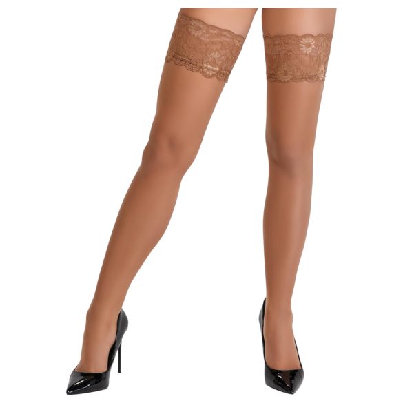 Cottelli - blonde, blomstrede stay-ups (natur) - 4/L