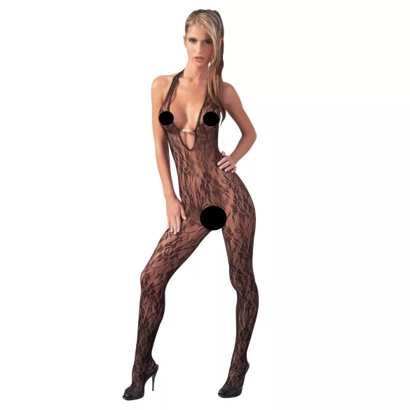 NO:XQSE - blonde catsuit - perledetaljer - sort - L/XL