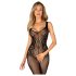 Obsessive G335 - gennemsigtig åbencrotch bodystocking - sort - S-L