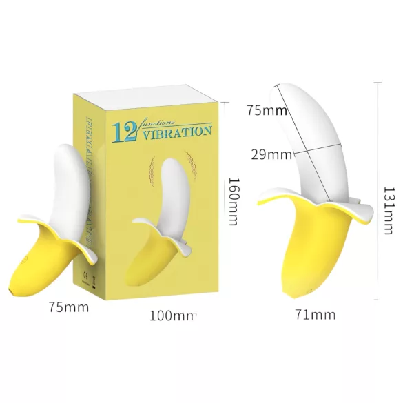 Lonely - vibrator med batteri - vandtæt bananform - silikone gul/hvid
