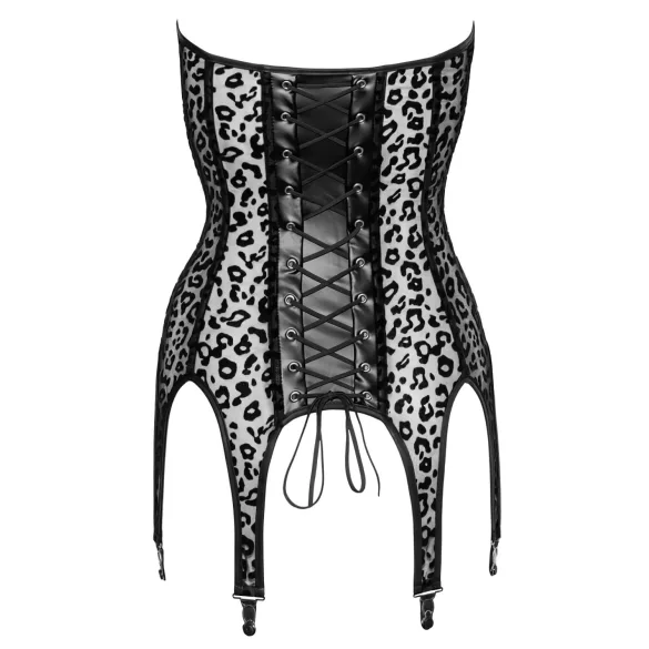 Noir - lingerioverdel med strømpeholder - leopardmønster - sort