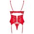 Obsessive Amor Cherris - lingeriesæt med hofteholder - blonde - rød