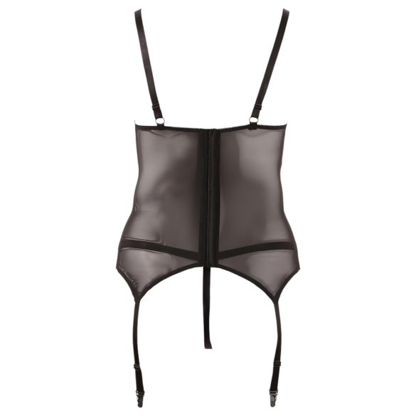 Cottelli - blondetop til kvinder - med bånd - sort - XXL