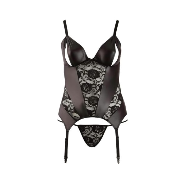 Cottelli - plus size dametop - blomsterdesign - sort