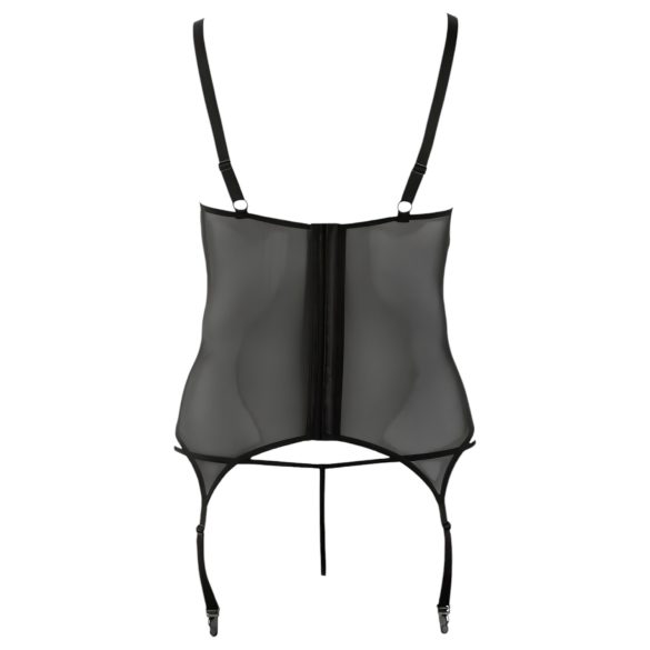 Cottelli - plus size dametop - blomsterdesign - sort - XXXL