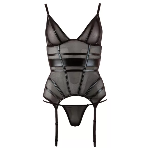 Cottelli - gennemsigtig top - skinnende striber - sort