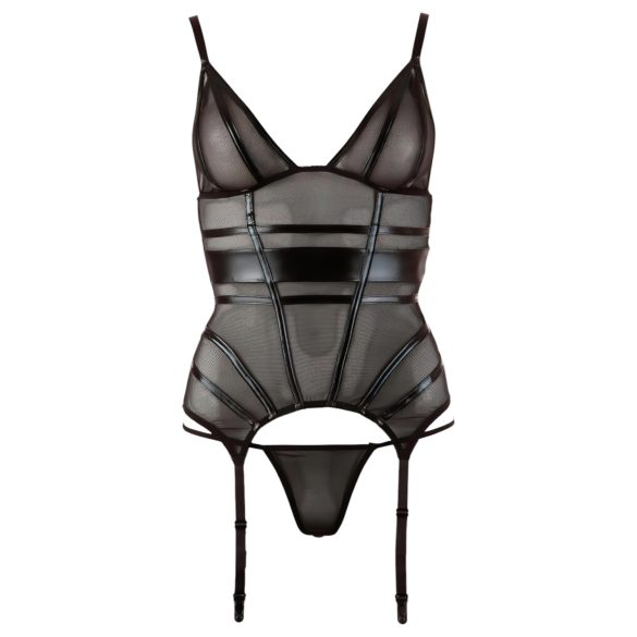 Cottelli - skinnende stribet, gennemsigtig top (sort) - M