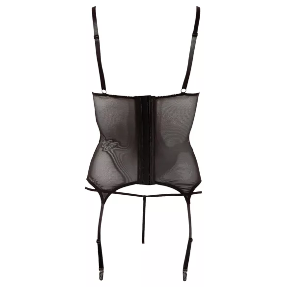 Cottelli - gennemsigtig top - skinnende striber - sort - L