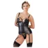 Cottelli Bondage - skinnende push-up top med manchetter (sort)