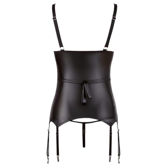 Cottelli Bondage - skinnende buste-løfter top med manchet (sort) - XL