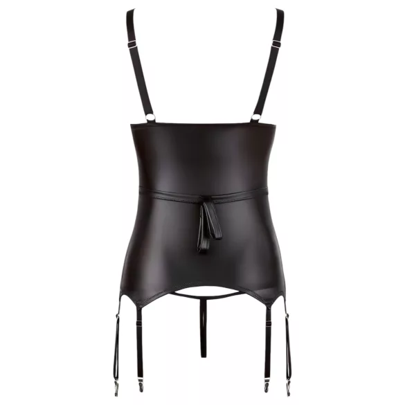 Cottelli Bondage - skinnende push-up top med manchetter (sort) - XL