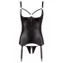 Cottelli Bondage - skinnende push-up top med manchetter (sort) - XL