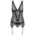 Obsessive Emperita - delikat broderet top og tanga (sort)