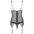 Obsessive Emperita - delikat broderet top og tanga (sort)