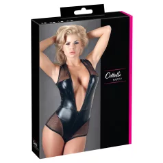 Cottelli - netbody - gennemsigtig skinnende - sort - M