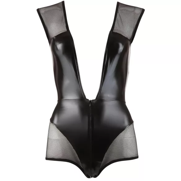 Cottelli - netbody - gennemsigtig skinnende - sort - XL