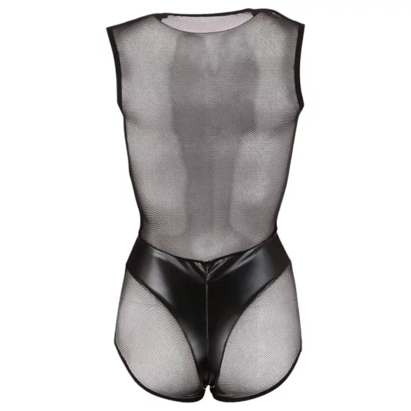 Cottelli - netbody - gennemsigtig skinnende - sort - XL