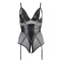 Cottelli Bondage - bodysuit med håndjern - blank - sort - M