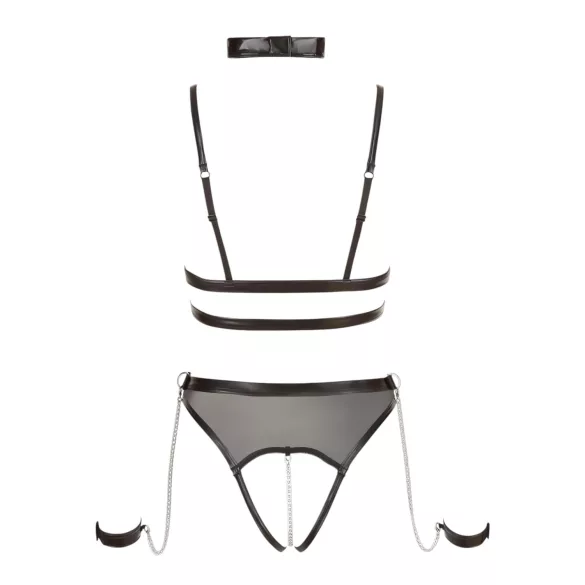 Cottelli Bondage - åben body med stropper og kæder - sort - XL