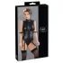 Cottelli Bondage - body uden ærmer og håndjern - wetlook - sort