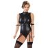 Cottelli Bondage - ærmeløs glansbody & håndjern (sort) - M