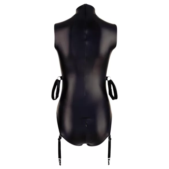 Cottelli Bondage - body uden ærmer og håndjern - wetlook - sort - M