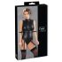 Cottelli Bondage - ærmeløs glansbody & håndjern (sort) - XL