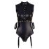 Cottelli Bondage - ærmeløs glansbody & håndjern (sort) - XL
