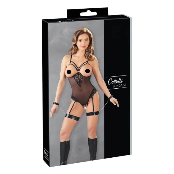Cottelli Bondage - kropsring og håndjern (sort) - XL
