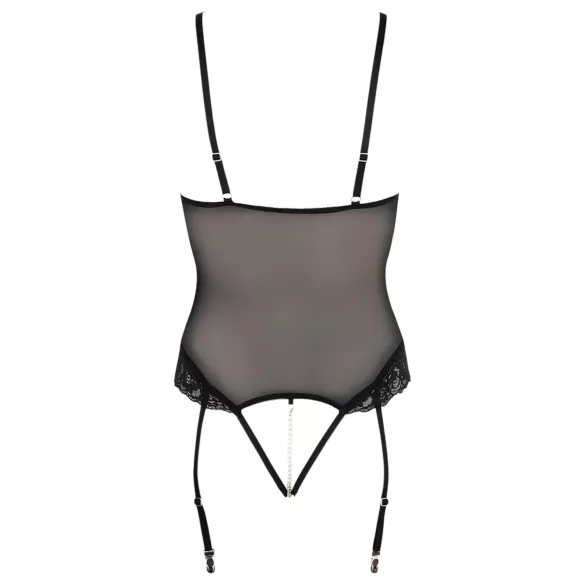 Cottelli Bondage - body med metalringe og håndjern - sort - XL