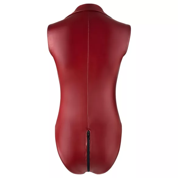 Cottelli Party - bodysuit med lynlås - ærmeløs - rød - blank - XL