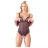 Cottelli - åben body med blonde og perler - sort - M
