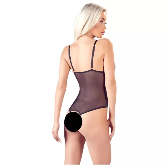 Cottelli - åben body med blonde og perler - sort - XL